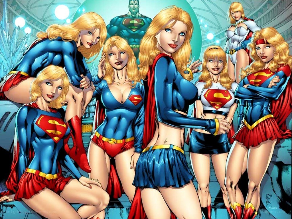 Supergirl characters in various costumes