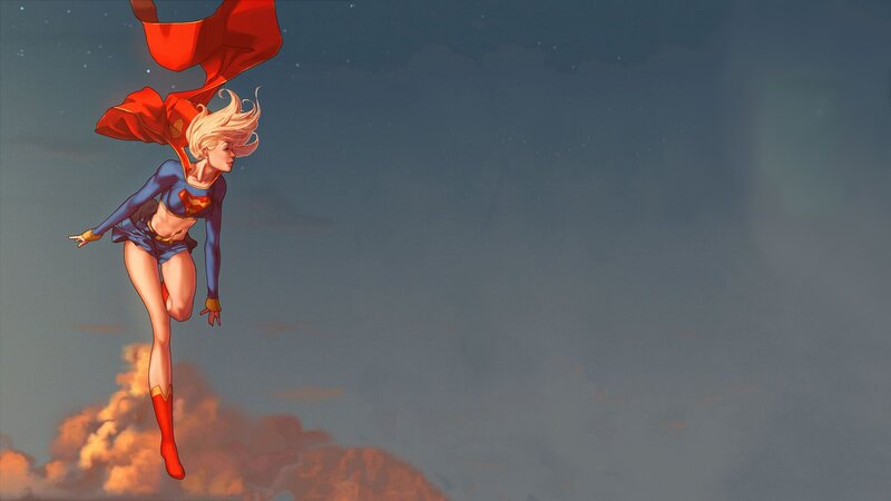 Supergirl flying in the sky