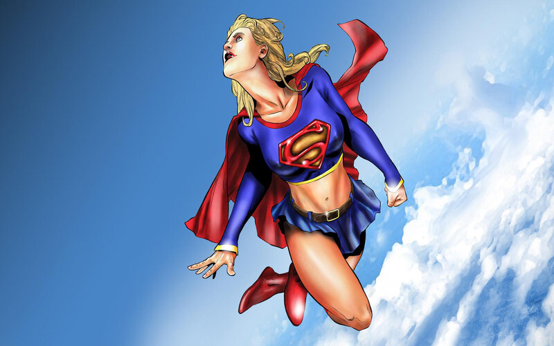 Supergirl flying in the sky