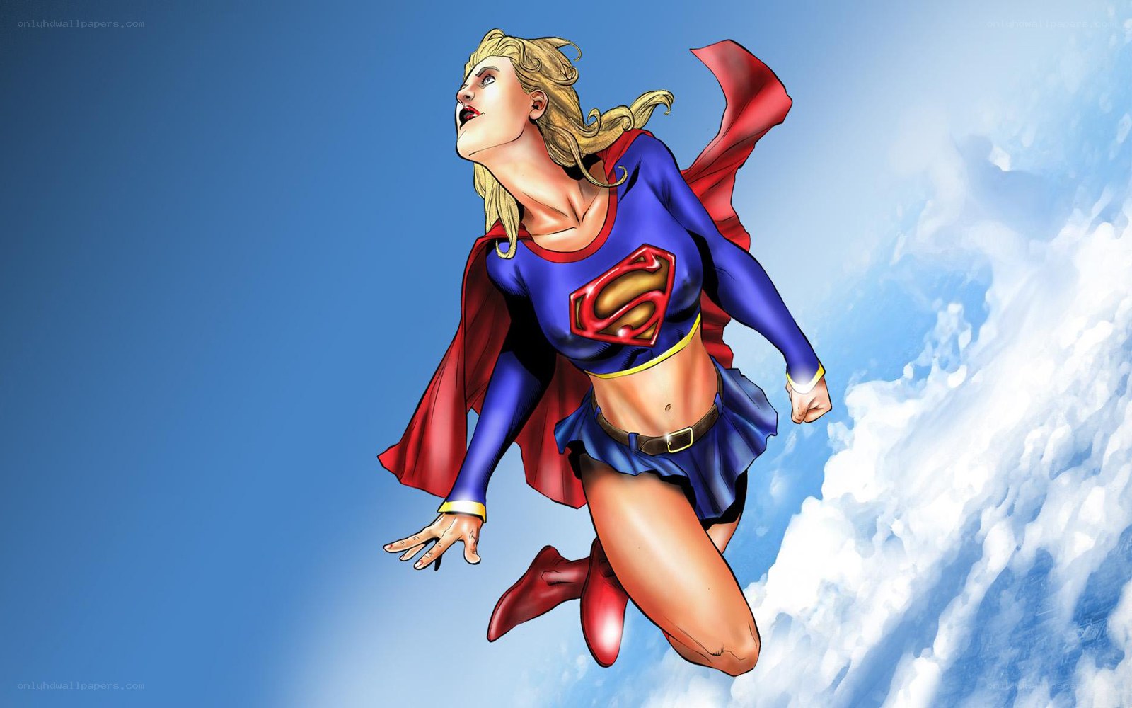 Supergirl flying in the sky