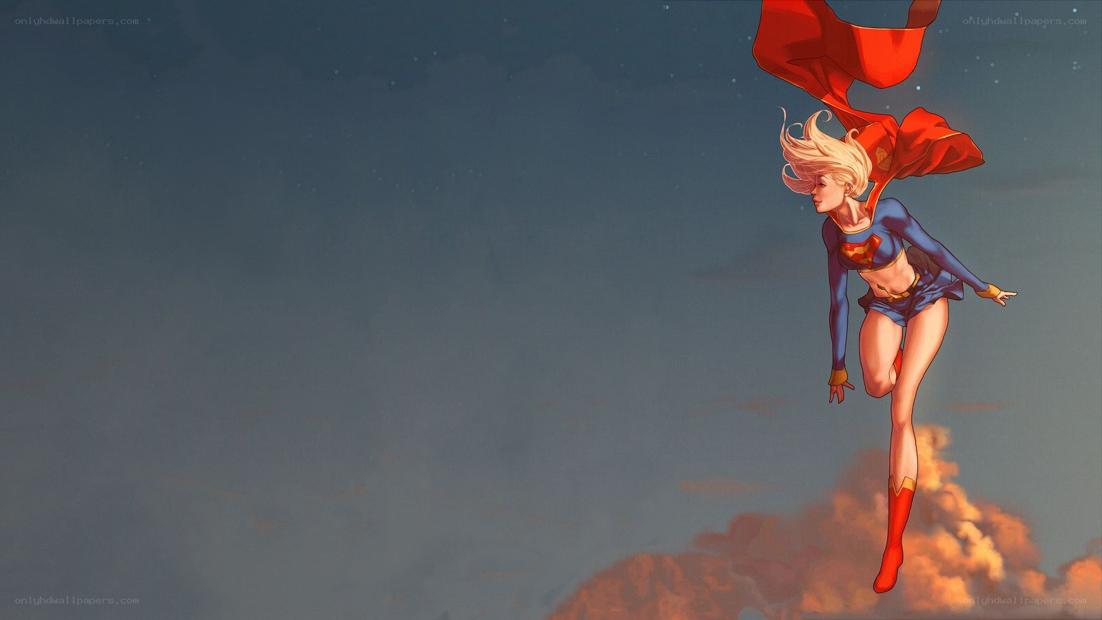 Supergirl flying in the sky