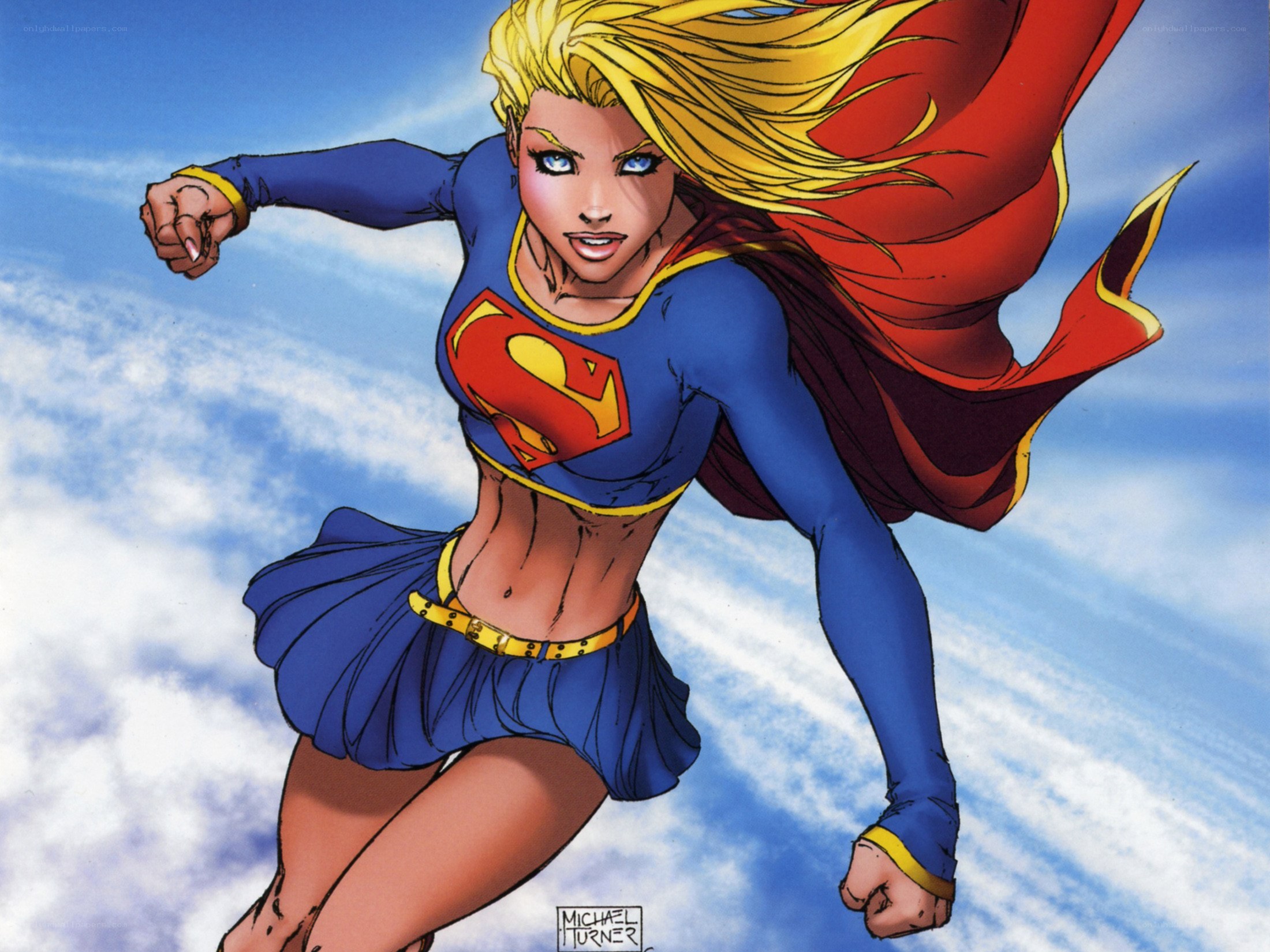 Supergirl in flight