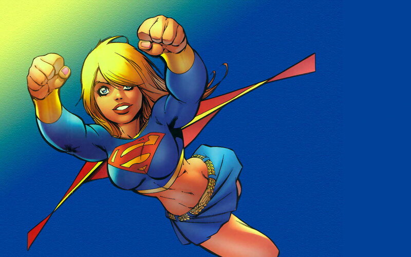 Supergirl in flight