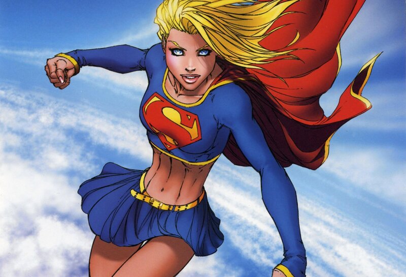 Supergirl in flight