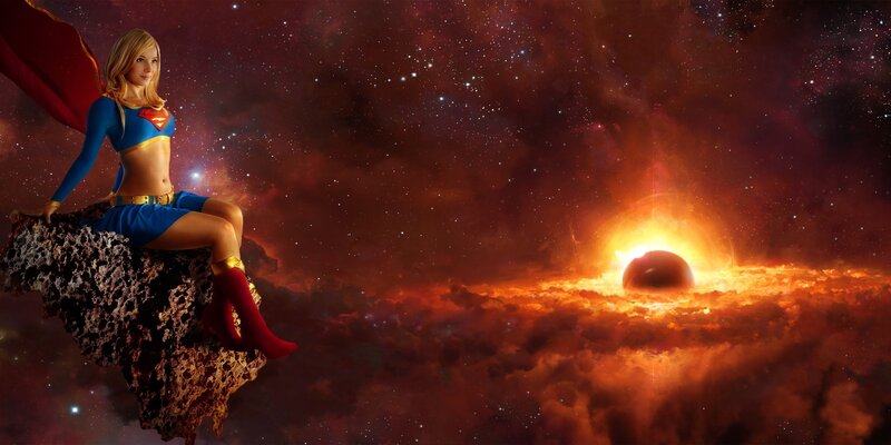 Supergirl on a cosmic rock