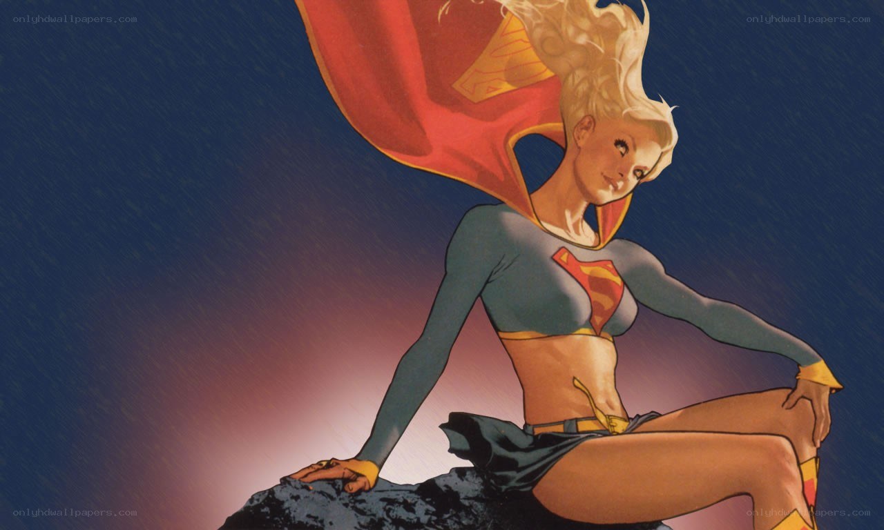 Supergirl on a rock