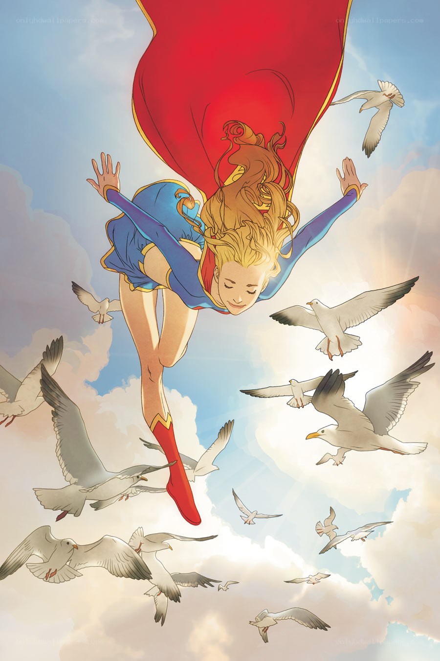 Supergirl soars with seagulls