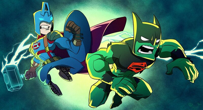Superhero action scene