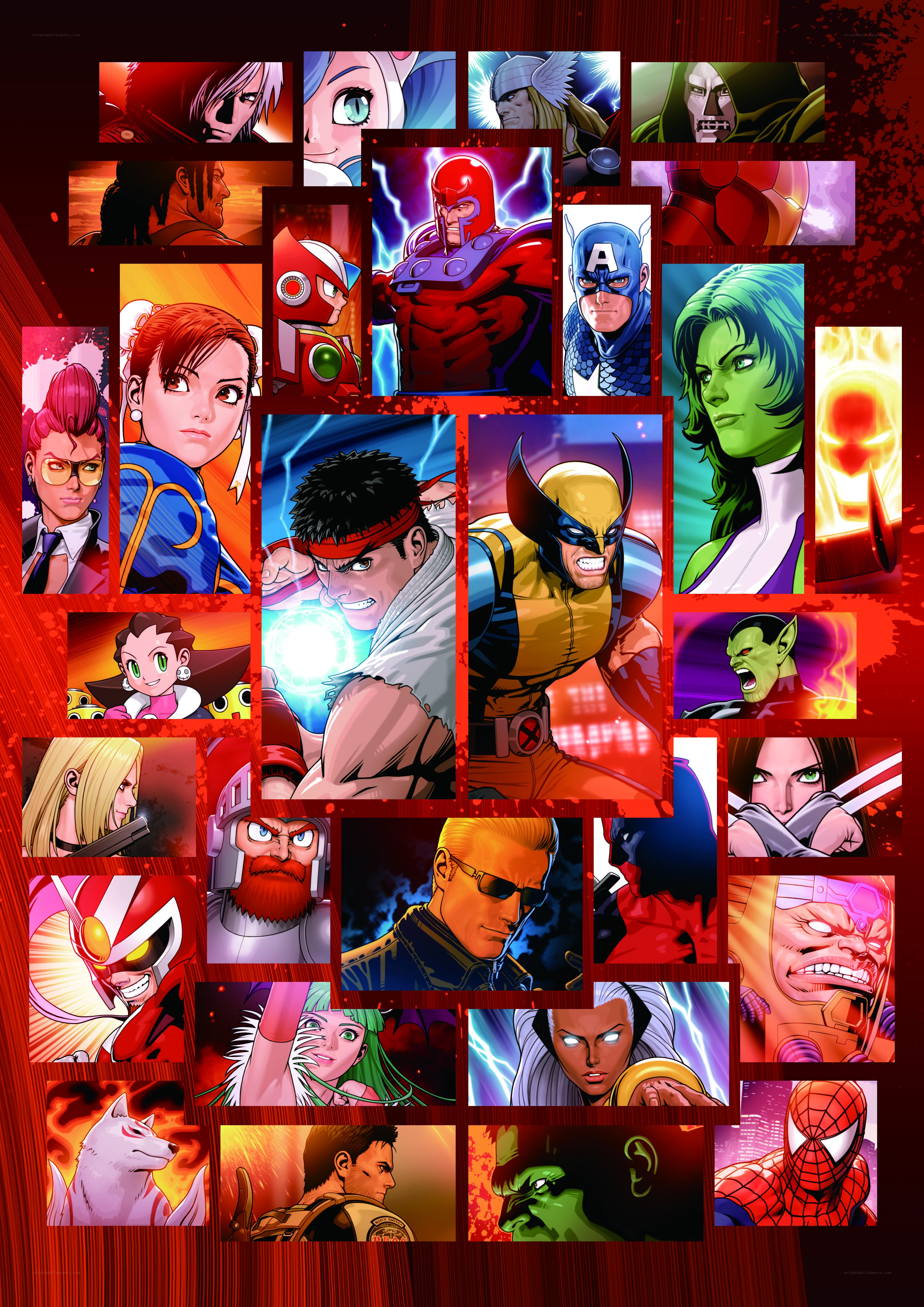 Superhero and anime character collage