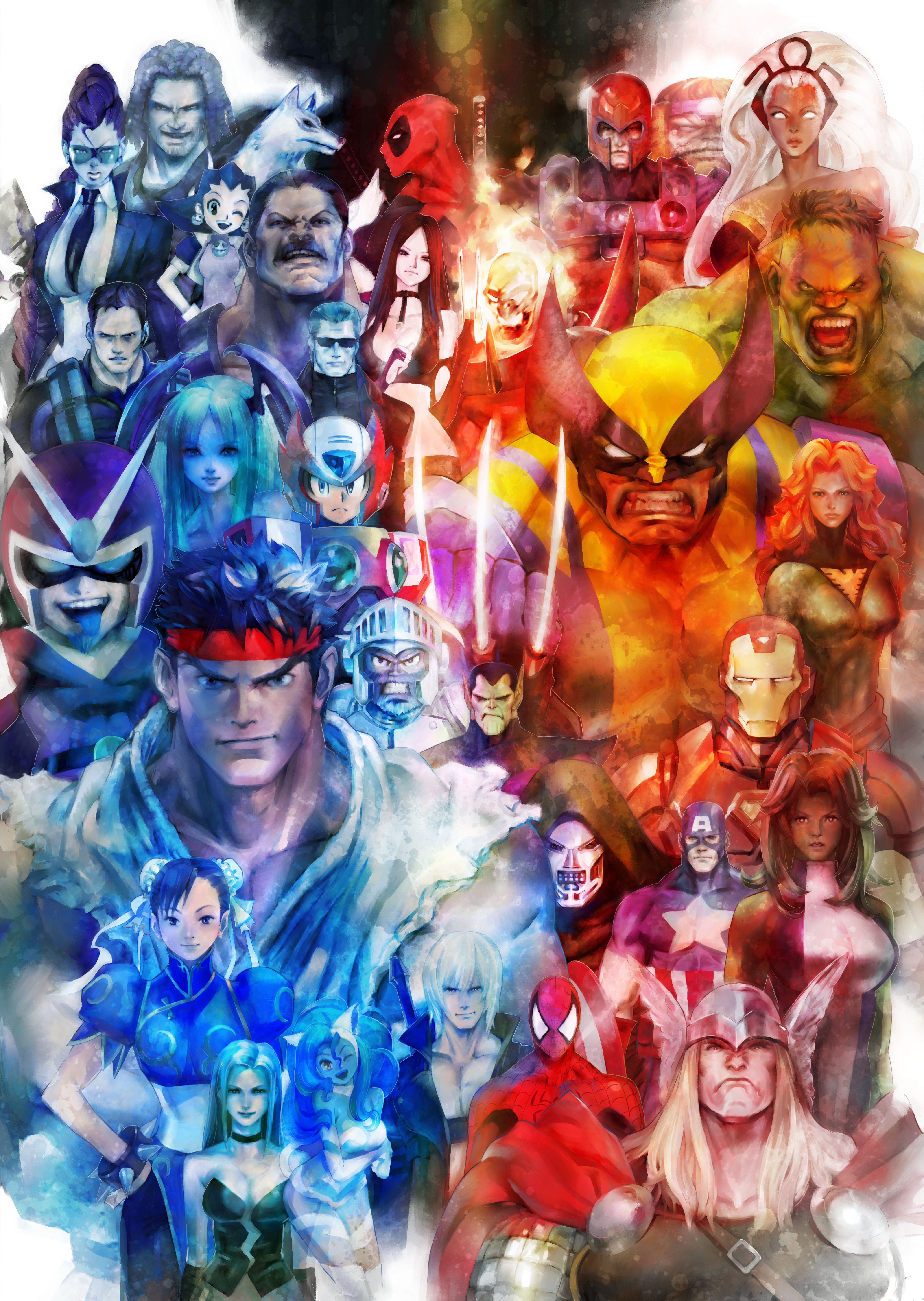 Superhero and fighter collage
