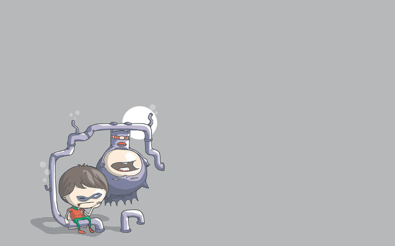 superhero and robot companion