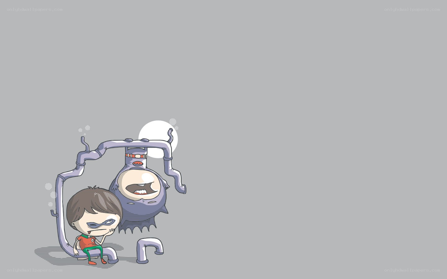 superhero and robot companion