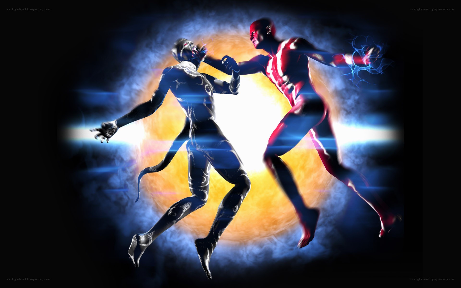 superhero battle in space