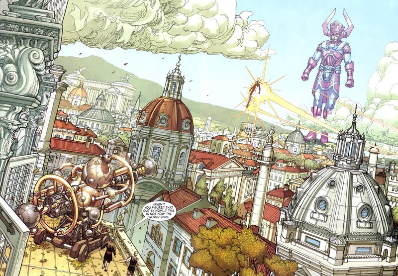 Superhero battle over city