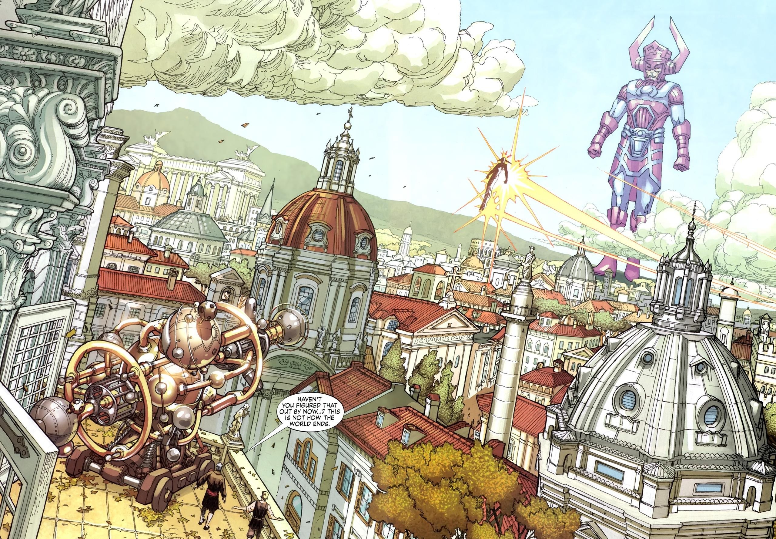 Superhero battle over city