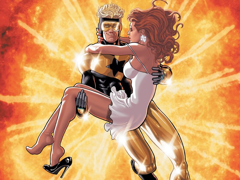 Superhero Carrying Woman — Orange