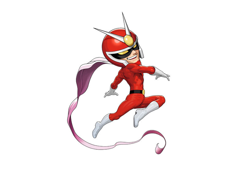 Superhero Character in Red Suit