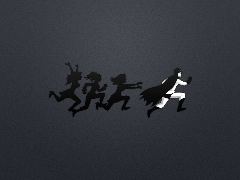 superhero chasing shadows