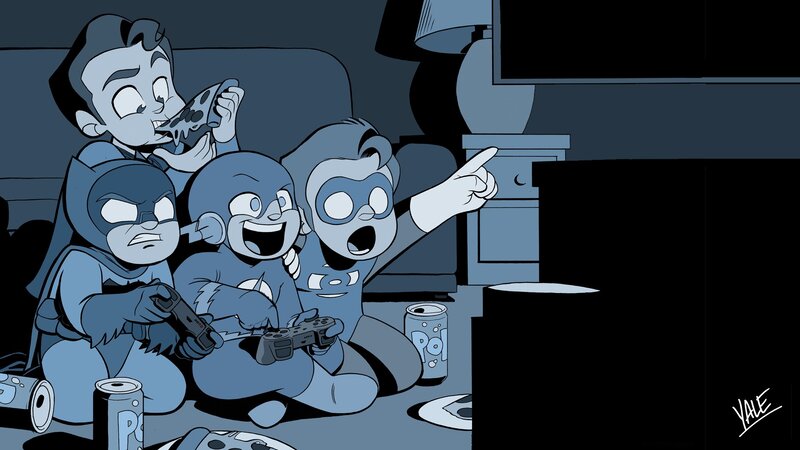 Superhero Children Playing Game