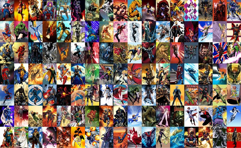 Superhero collage from comic books