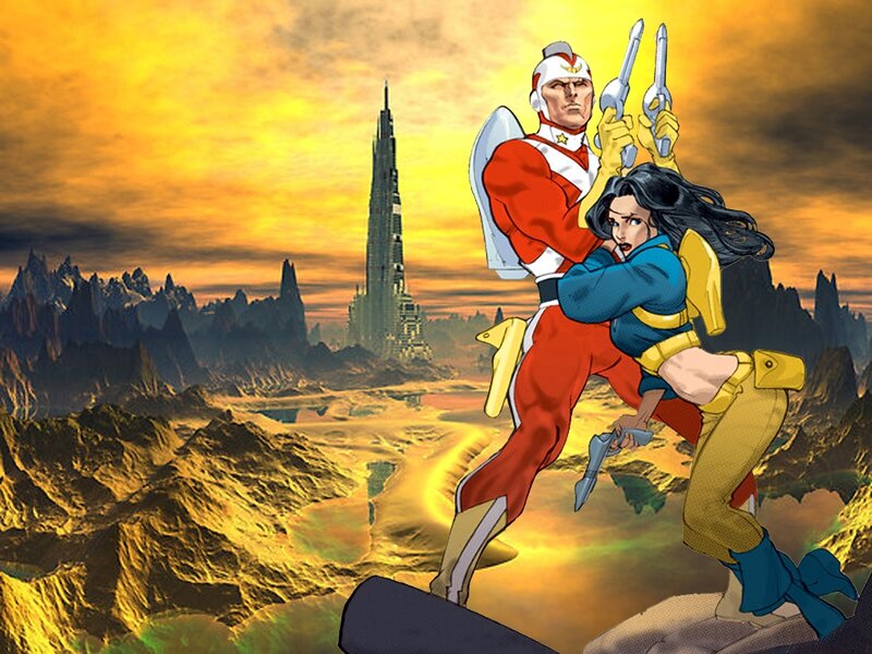 Superhero Couple in Action