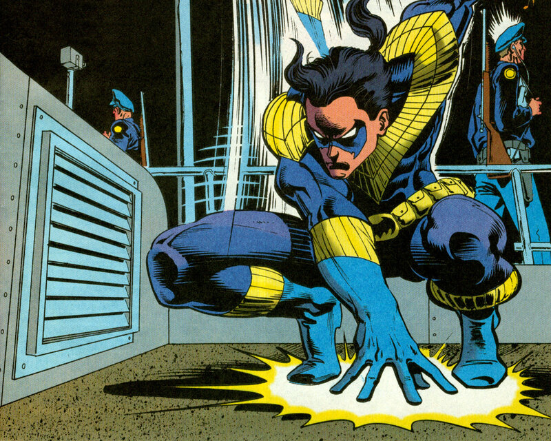 Superhero Crouching on Ground