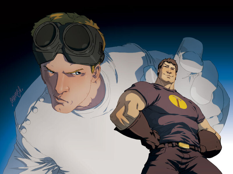Superhero duo illustration