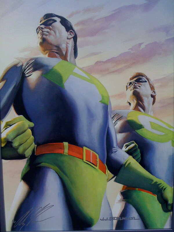 Superhero duo in flight