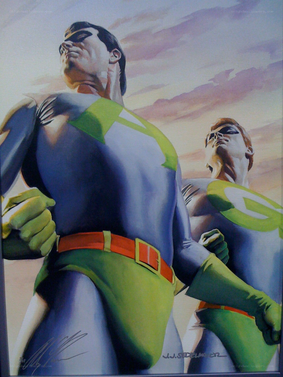 Superhero duo in flight