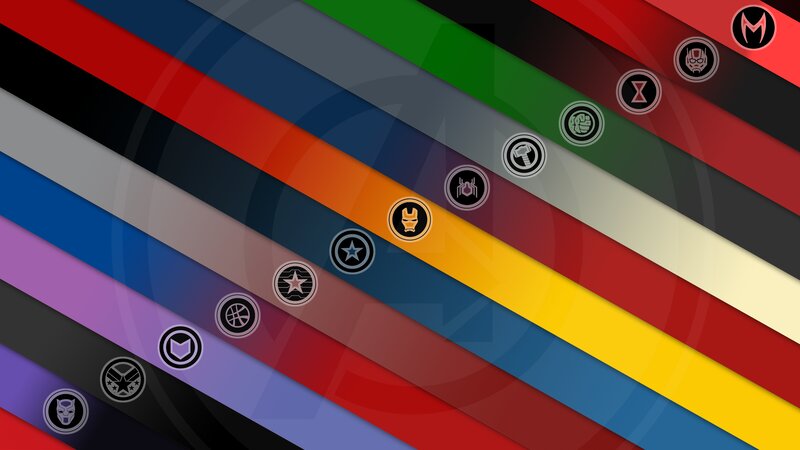 Superhero Emblems on Stripes