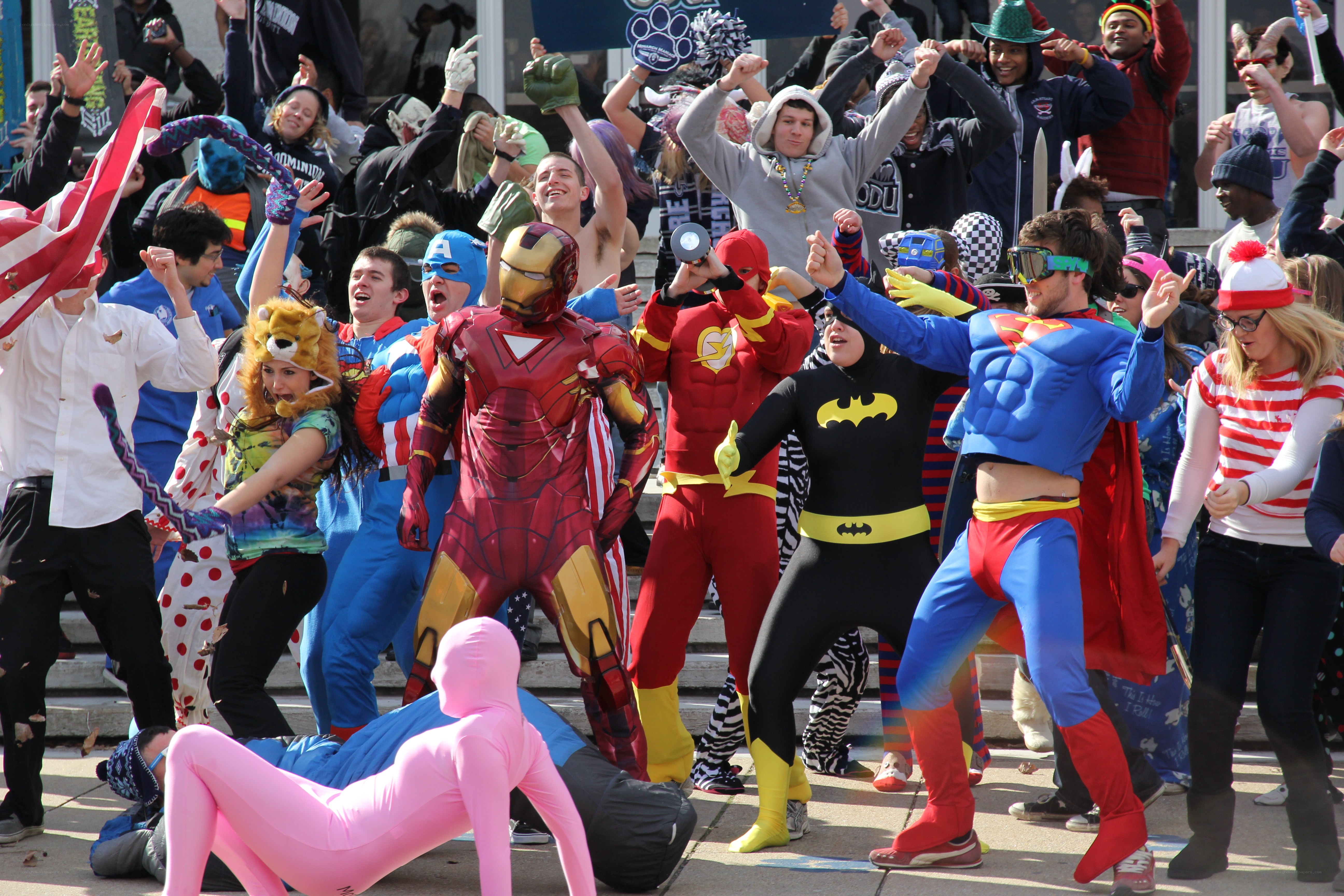 Superhero fans at a rally