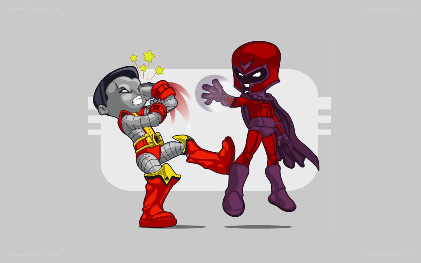 Superhero fight cartoon
