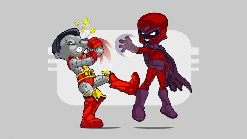 Superhero fight scene