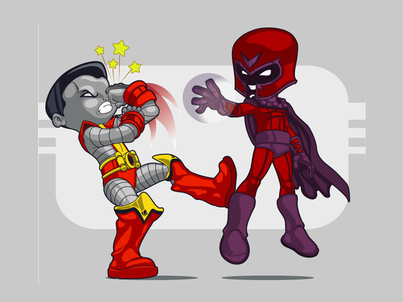 Superhero fight scene