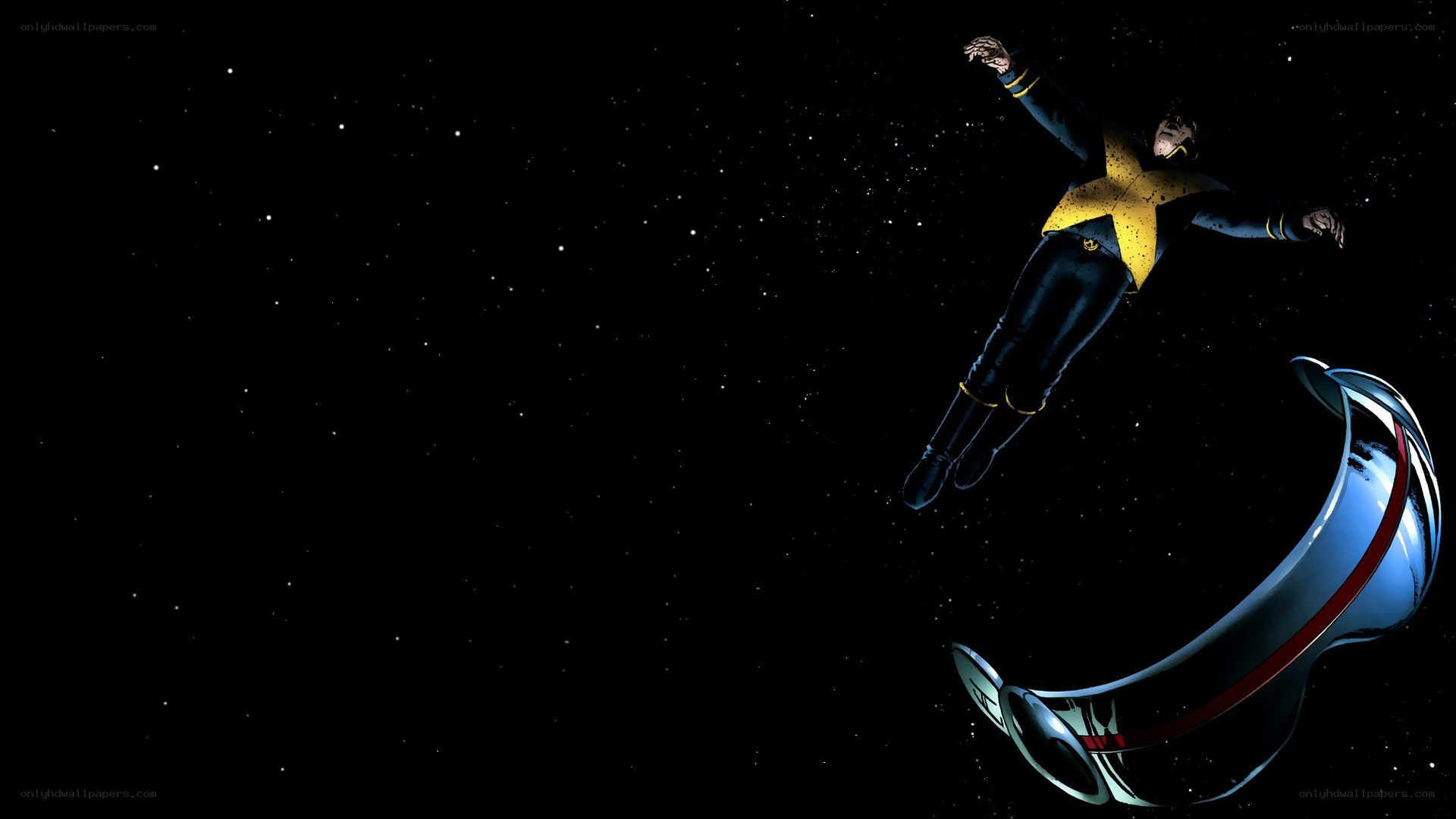 superhero floating in space