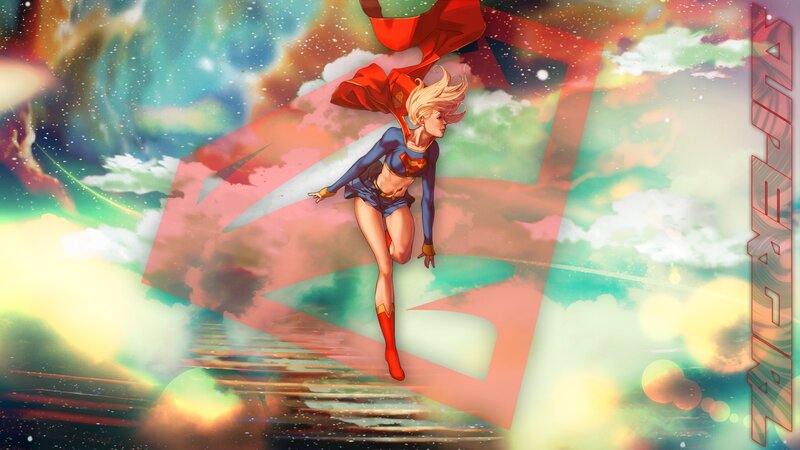 Superhero Flying in Sky — Red, Dramatic
