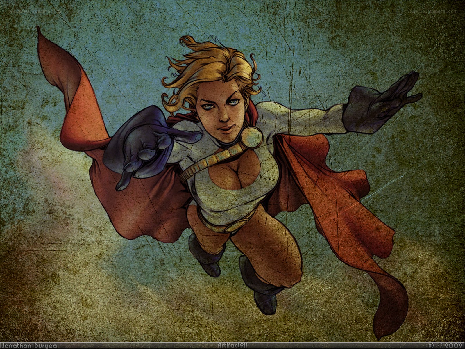 superhero flying through air