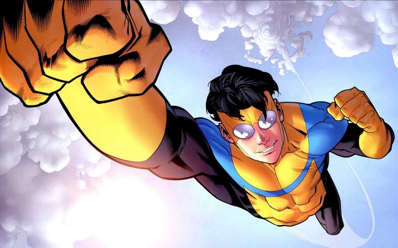 Superhero Flying Through Clouds — Blue, Dynamic