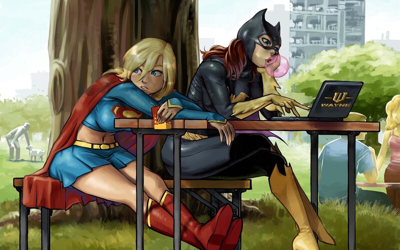 Superhero friends at a park
