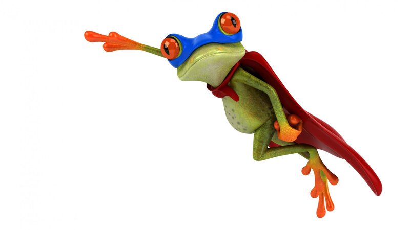 Superhero Frog in Flight