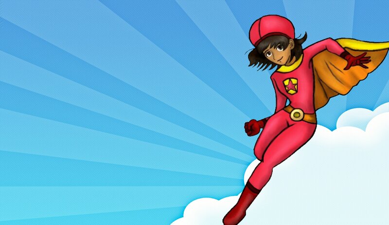 Superhero Girl Flying — Blue