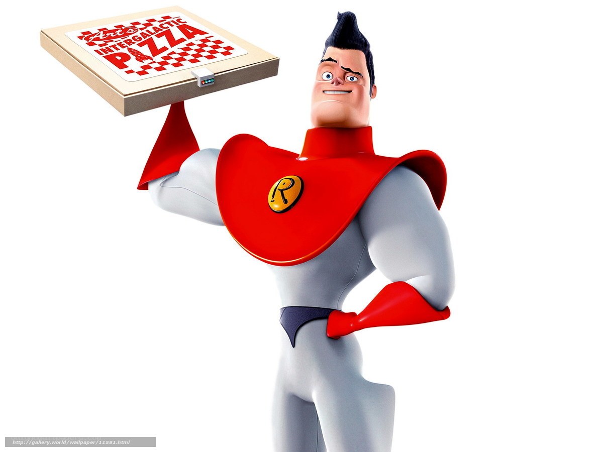 superhero holding pizza box