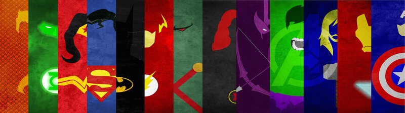 Superhero Icons in Vertical Strips