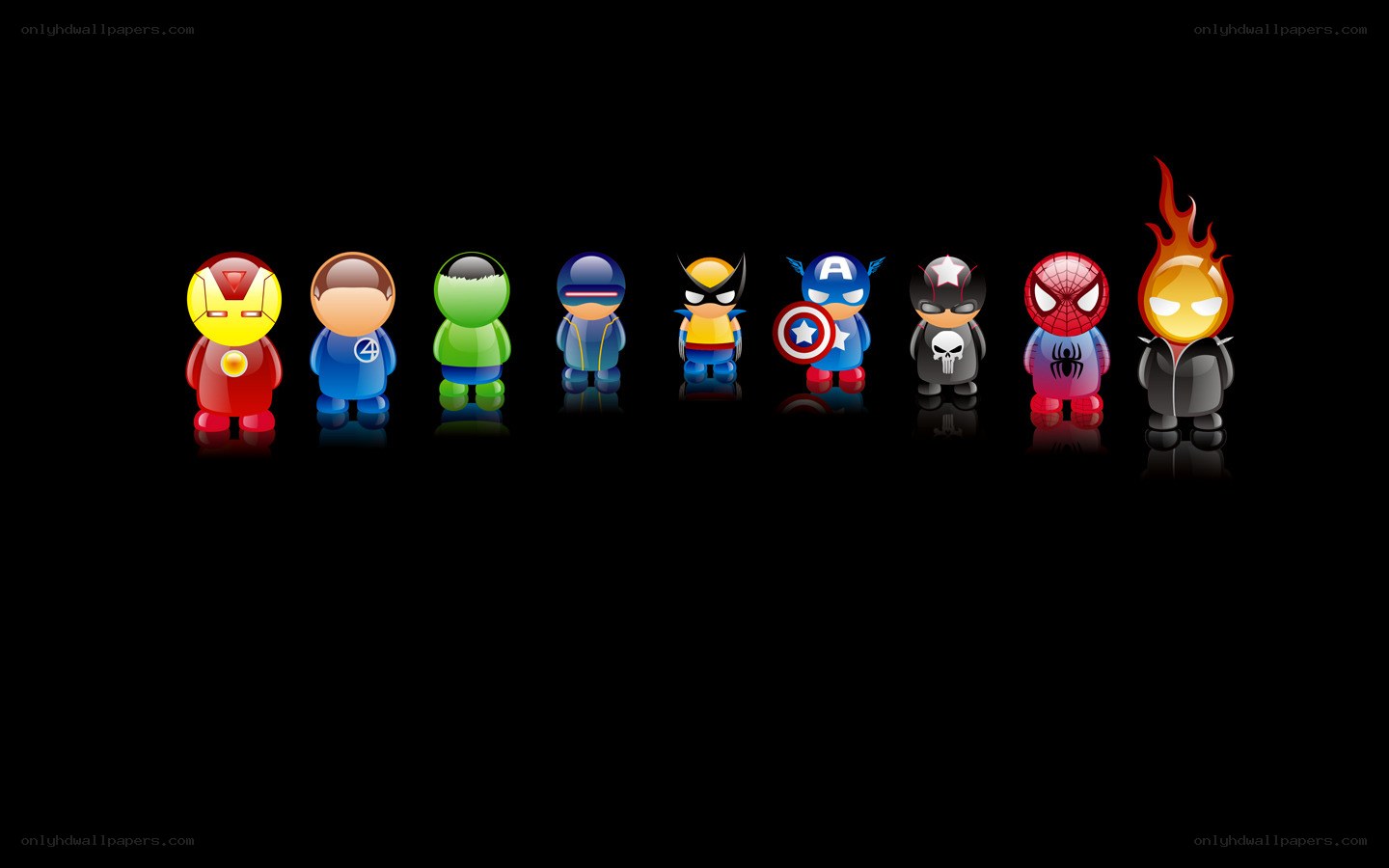 Superhero icons lineup