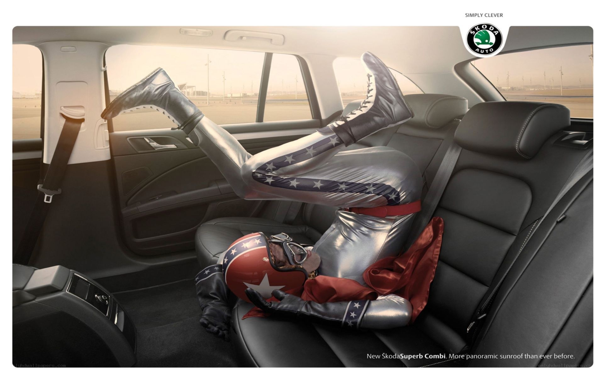 Superhero in car ad