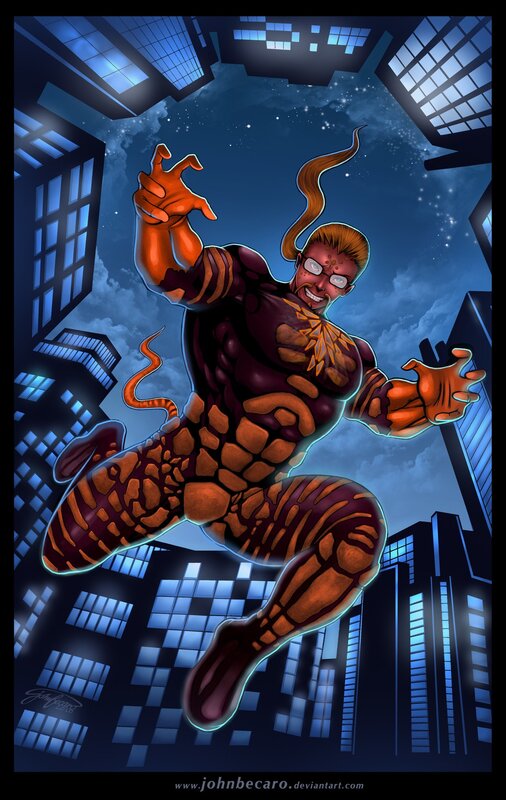 superhero in city at night