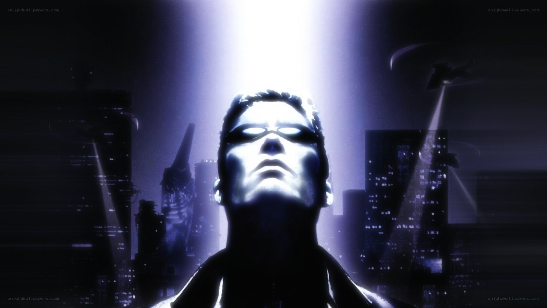 superhero in city at night