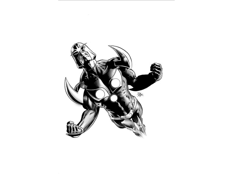 Superhero in Flight — Black, Dynamic, Comic