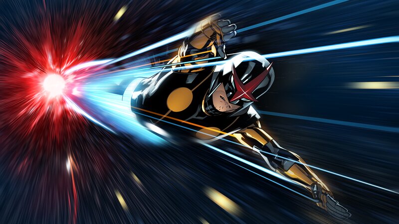 Superhero in Flight — Black, Dynamic, Night