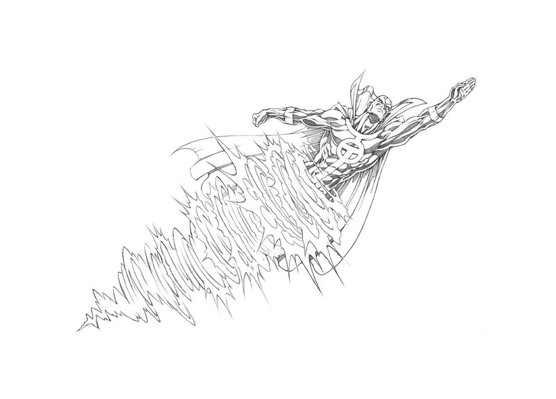 Superhero in Flight — Black, Dynamic